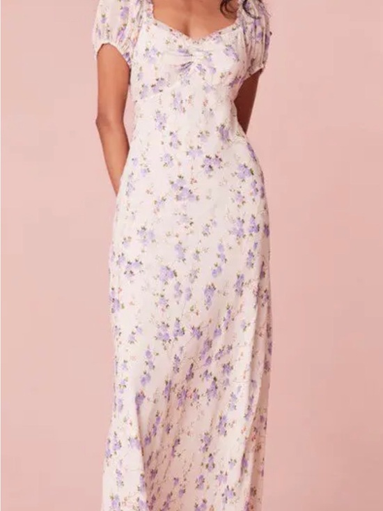 LoveShackFancy Dresses & Skirts - LoveShackFancy Cream Maxi Dress with Lavender Floral Print